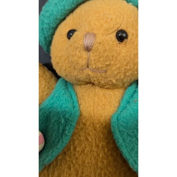 Vintage Commonwealth Teddy Bear With Green Hat & Vest 9" - Picture 3 of 7
